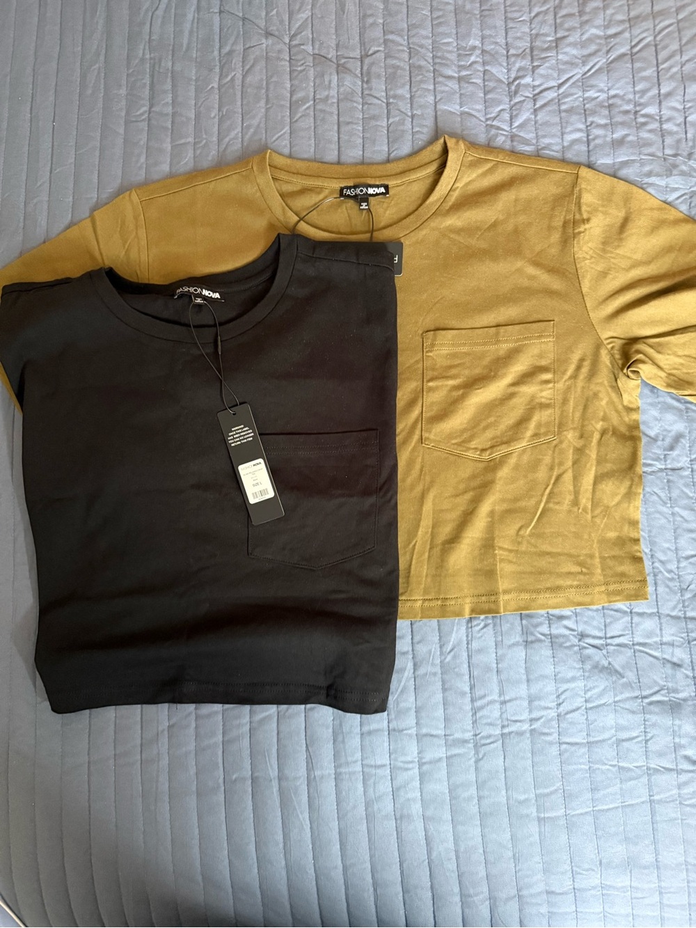Fashion Nova Men’s Pocket Tee — Black & Mustard